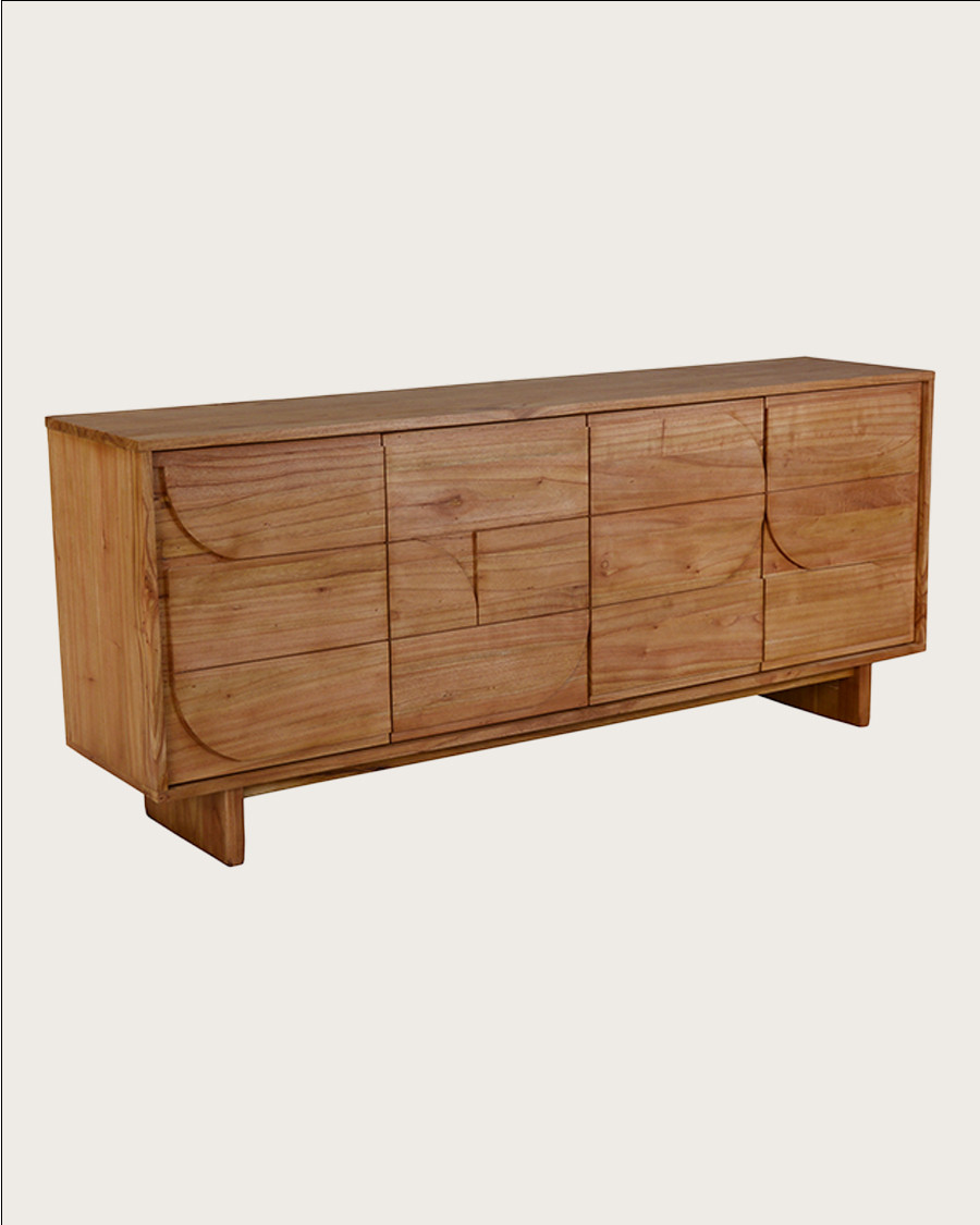 Dinda - Grand Buffet bas en bois massif de mendi 200 cm
