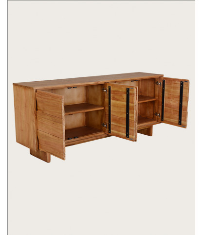 Dinda - Grand Buffet bas en bois massif de mendi 200 cm