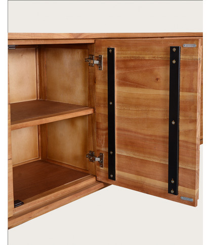 Dinda - Grand Buffet bas en bois massif de mendi 200 cm