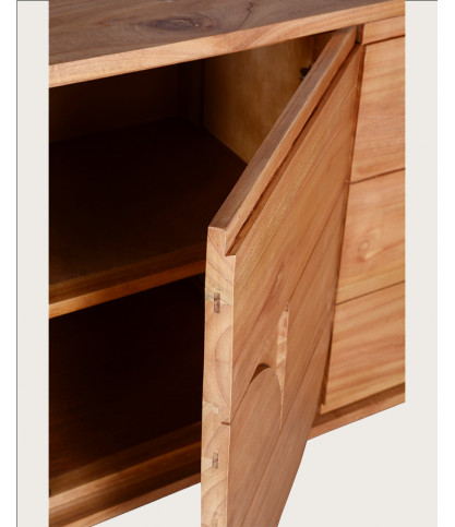 Dinda - Grand Buffet bas en bois massif de mendi 200 cm