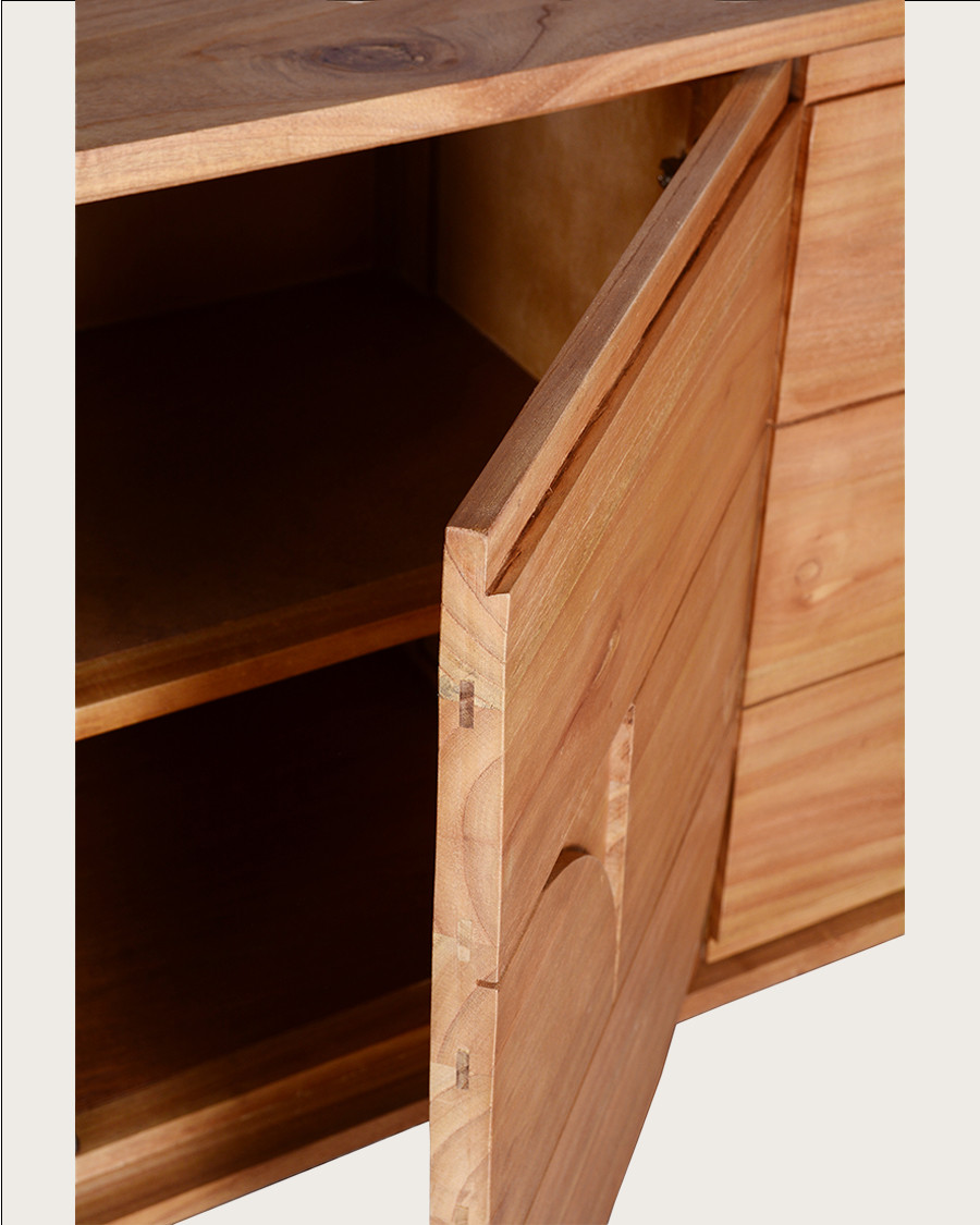 Dinda - Grand Buffet bas en bois massif de mendi 200 cm