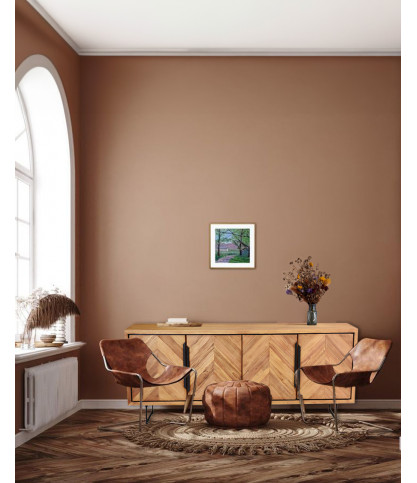 Kappa - Grand Buffet bas en teck recyclé avec motif chevron et métal 200 cm