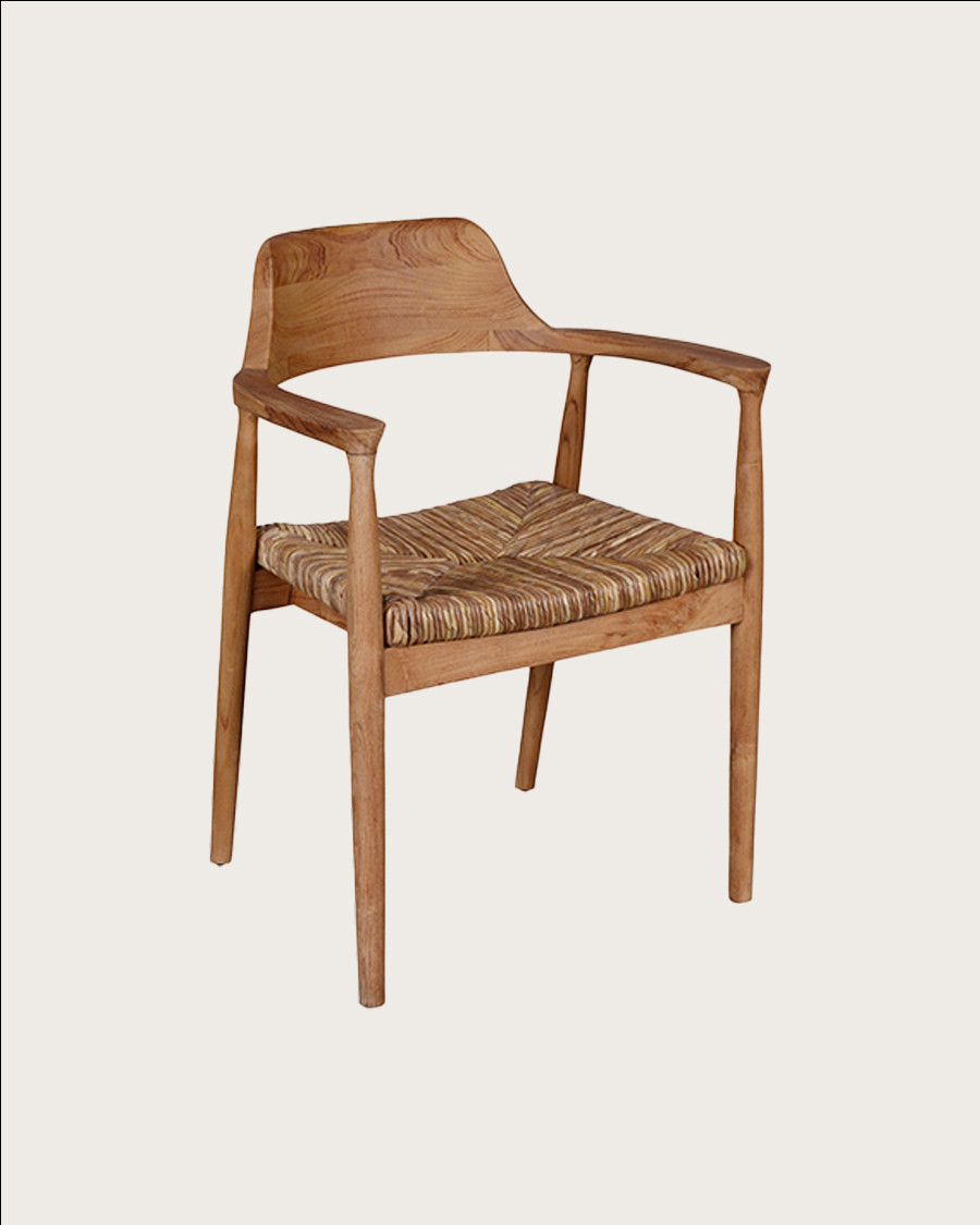 Zaha - Chaise en teck massif et paille