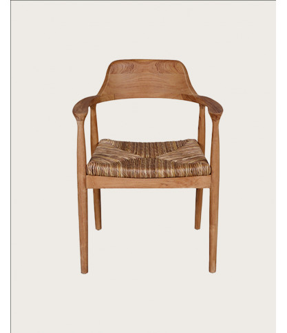 Zaha - Chaise en teck massif et paille