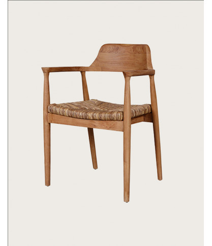 Zaha - Chaise en teck massif et paille