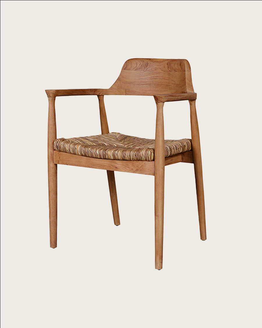 Zaha - Chaise en teck massif et paille