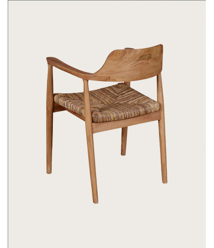 Zaha - Chaise en teck massif et paille