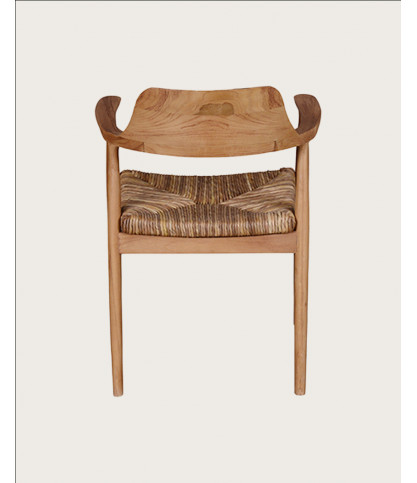 Zaha - Chaise en teck massif et paille
