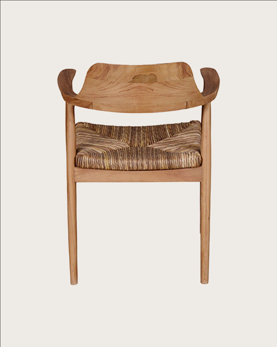 Zaha - Chaise en teck massif et paille