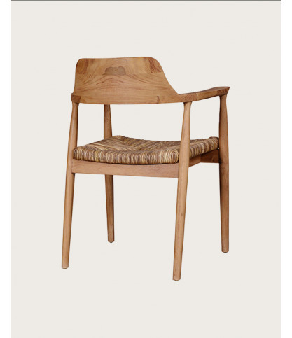 Zaha - Chaise en teck massif et paille