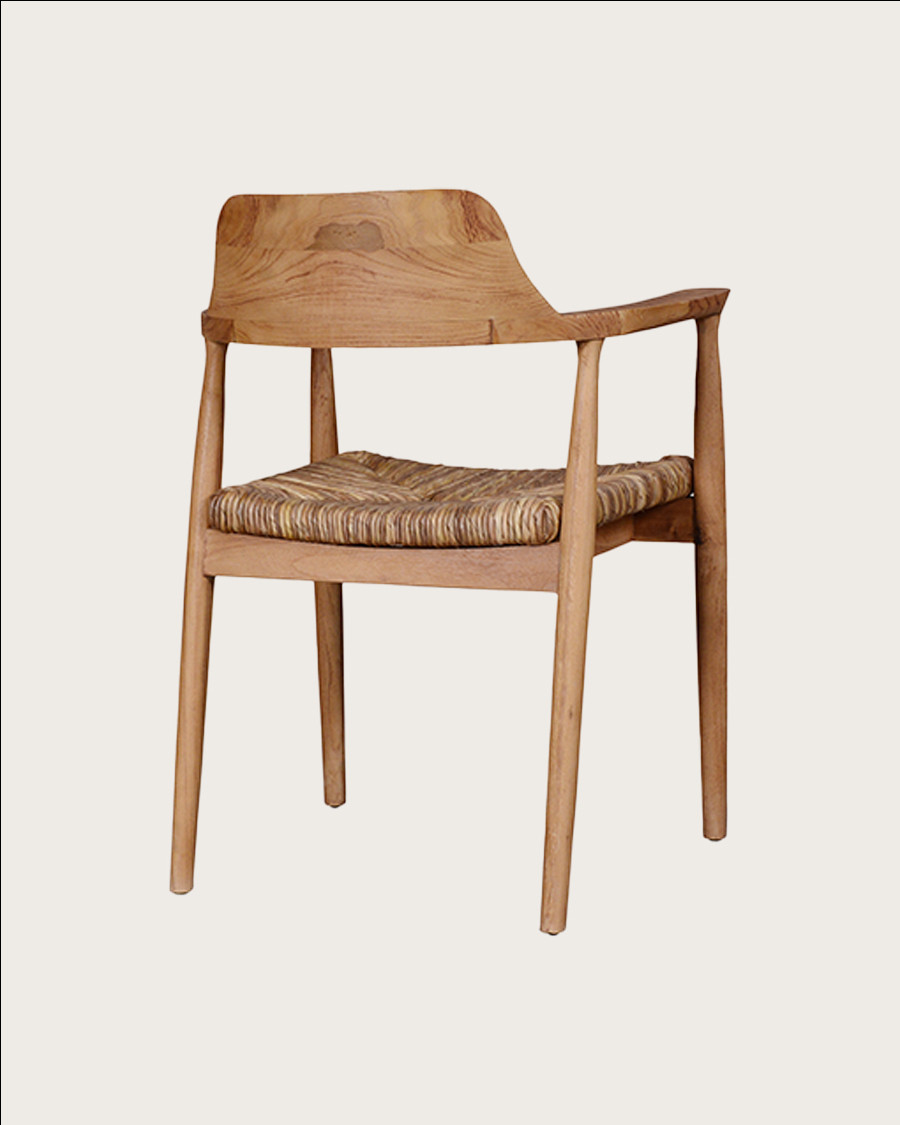 Zaha - Chaise en teck massif et paille