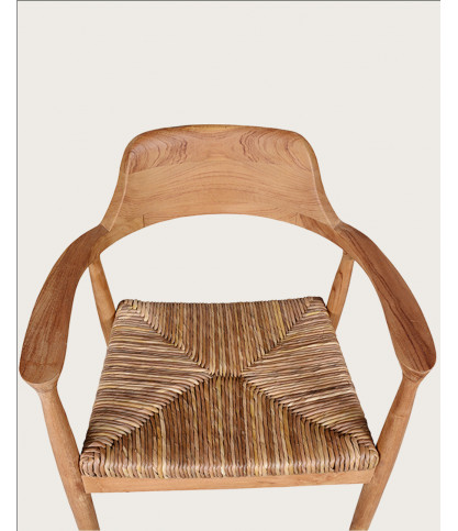 Zaha - Chaise en teck massif et paille
