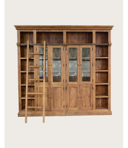 Annisa - Bibliothèque en bois massif de teck recyclé 250 cm