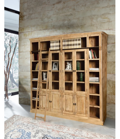 Annisa - Bibliothèque en bois massif de teck recyclé 250 cm