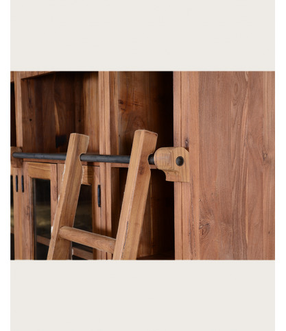 Annisa - Bibliothèque en bois massif de teck recyclé 250 cm