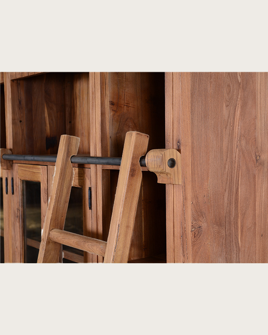 Annisa - Bibliothèque en bois massif de teck recyclé 250 cm