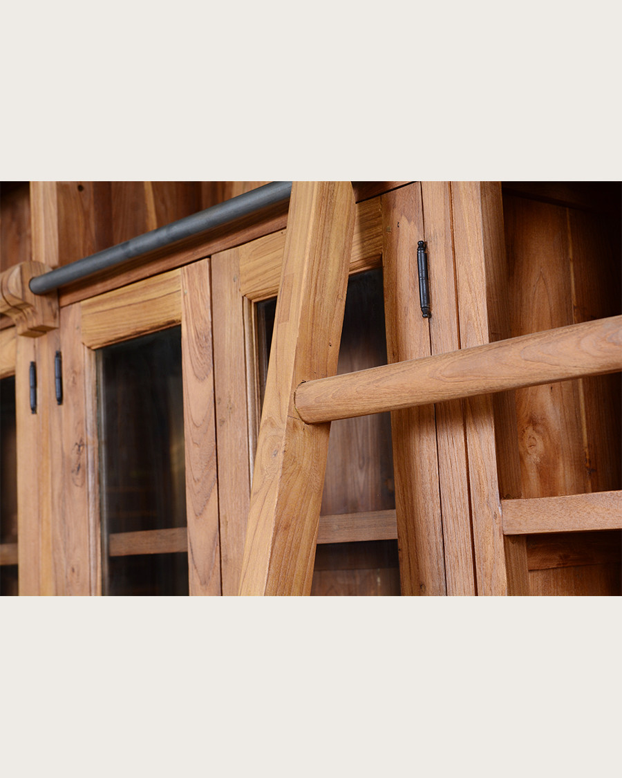 Annisa - Bibliothèque en bois massif de teck recyclé 250 cm