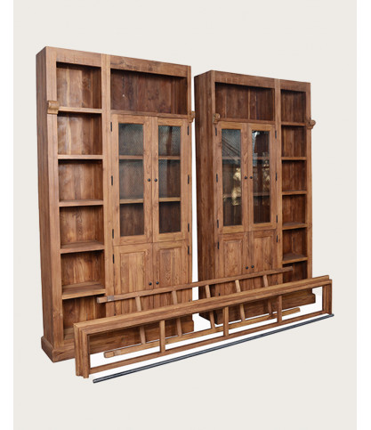 Annisa - Bibliothèque en bois massif de teck recyclé 250 cm