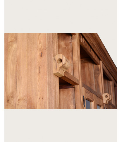 Annisa - Bibliothèque en bois massif de teck recyclé 250 cm