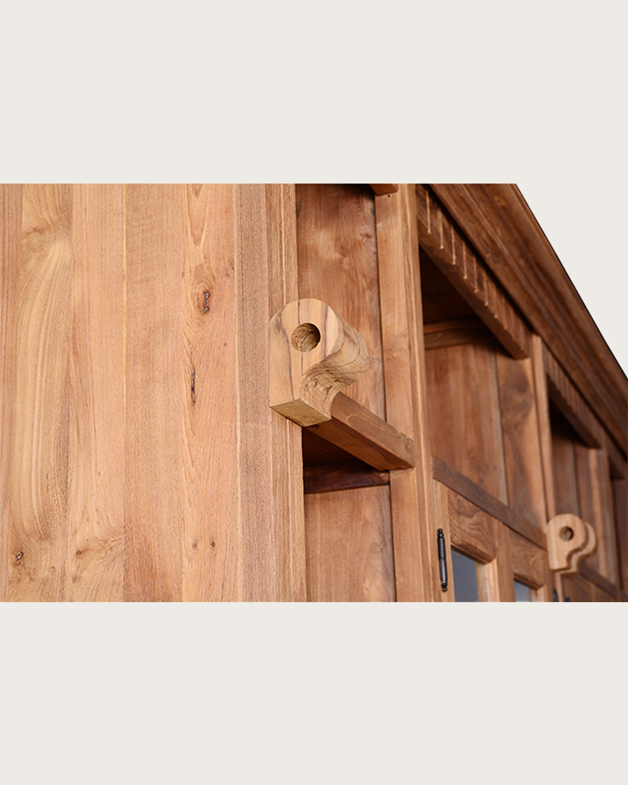 Annisa - Bibliothèque en bois massif de teck recyclé 250 cm