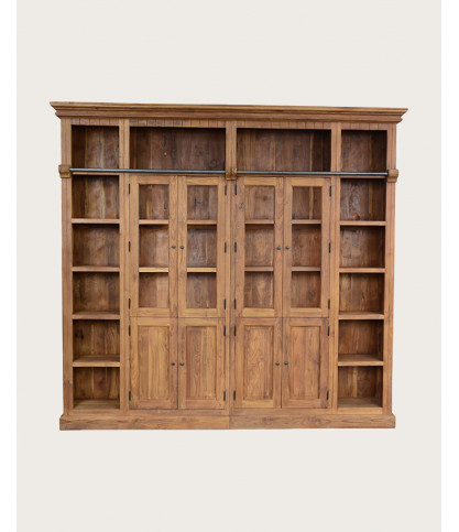 Annisa - Bibliothèque en bois massif de teck recyclé 250 cm