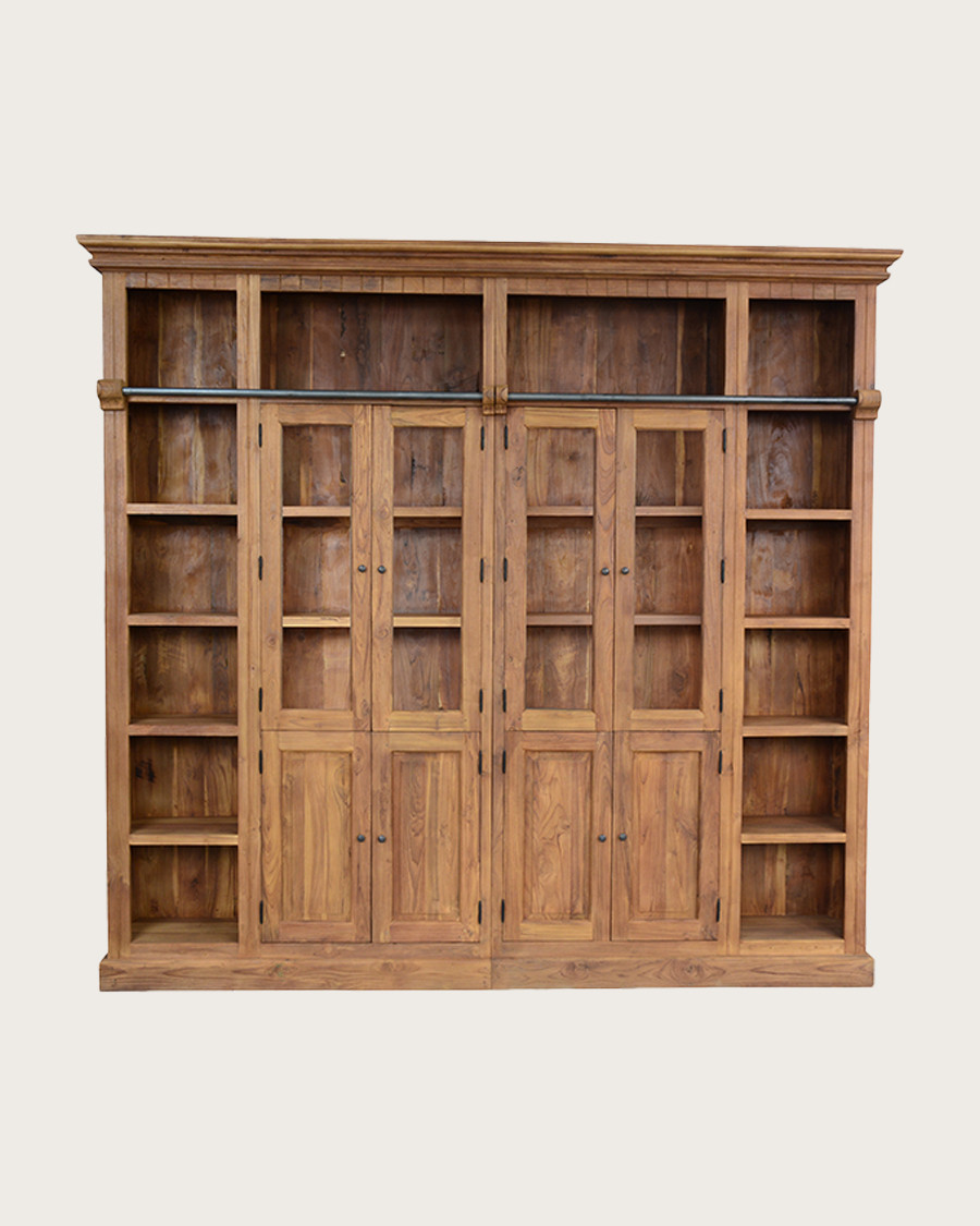 Annisa - Bibliothèque en bois massif de teck recyclé 250 cm