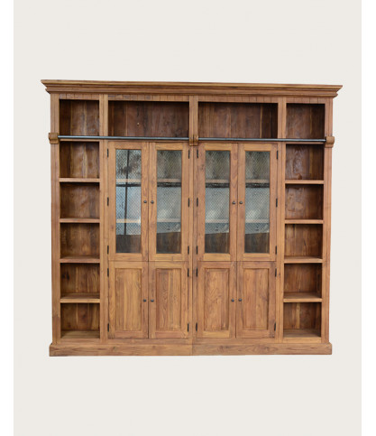 Annisa - Bibliothèque en bois massif de teck recyclé 250 cm