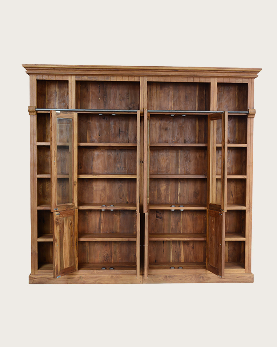 Annisa - Bibliothèque en bois massif de teck recyclé 250 cm