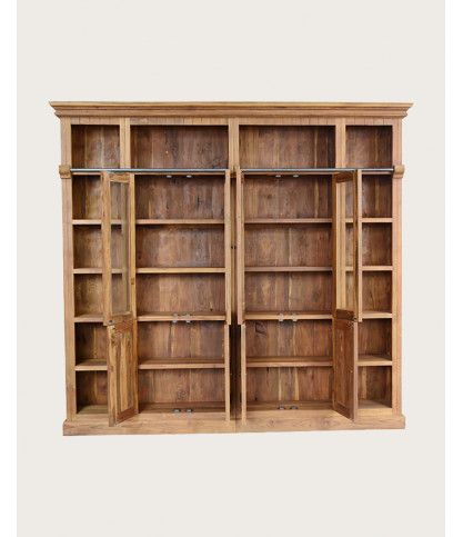 Annisa - Bibliothèque en bois massif de teck recyclé 250 cm