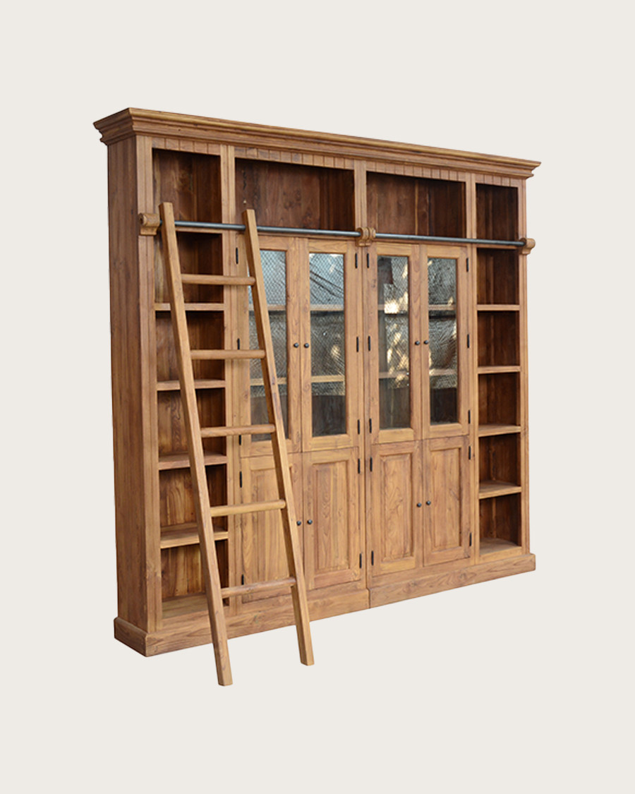 Annisa - Bibliothèque en bois massif de teck recyclé 250 cm