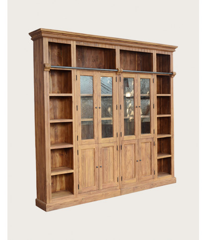 Annisa - Bibliothèque en bois massif de teck recyclé 250 cm