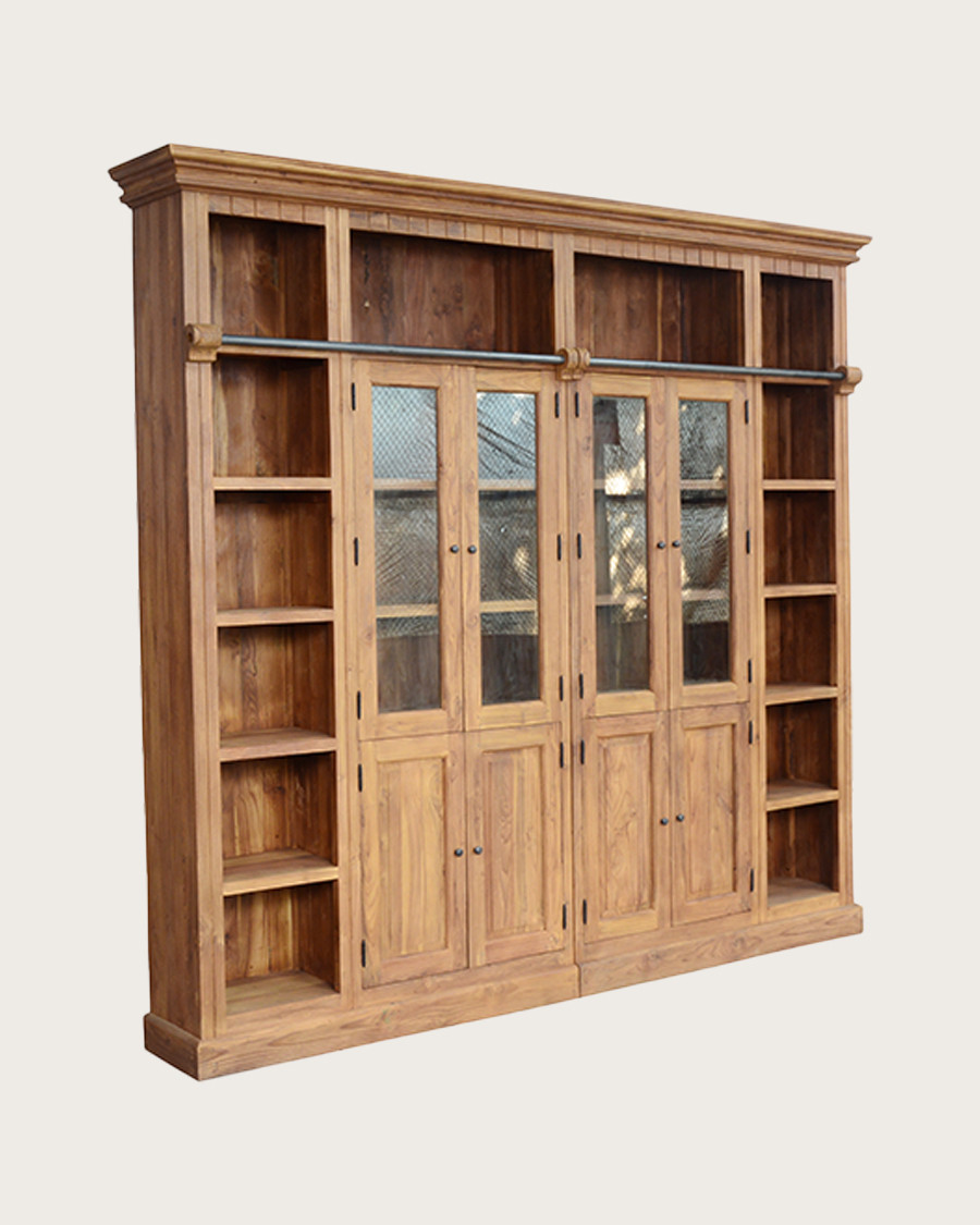 Annisa - Bibliothèque en bois massif de teck recyclé 250 cm