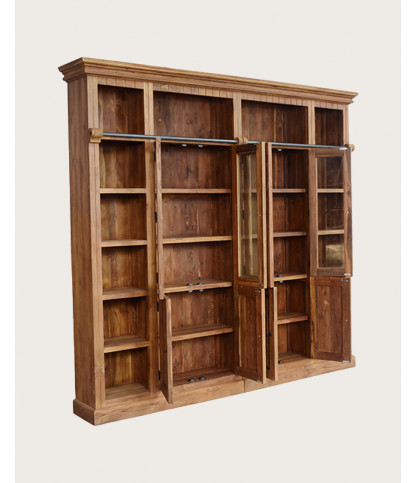 Annisa - Bibliothèque en bois massif de teck recyclé 250 cm