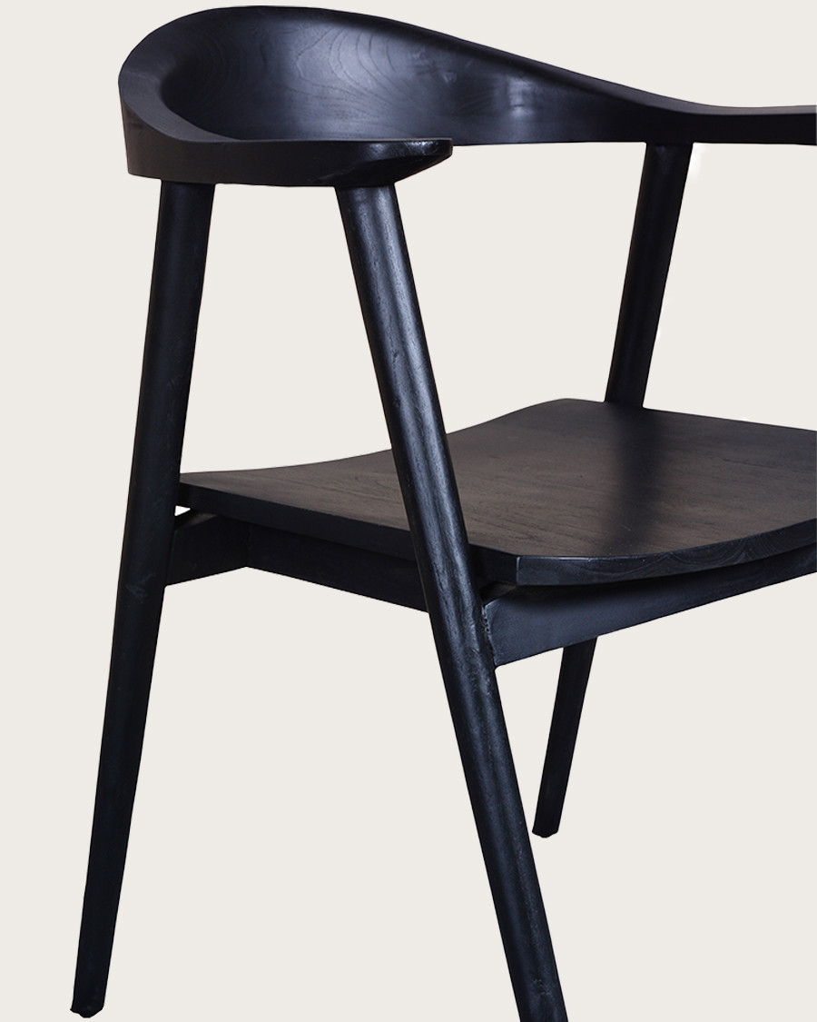 Dewi - Chaise en teck massif noir