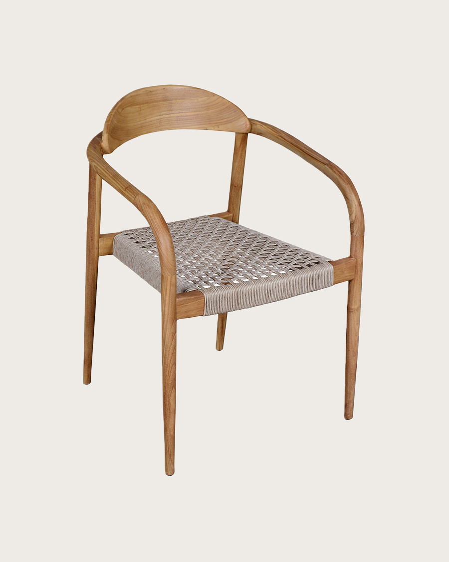 Kima - Chaise en teck massif et corde beige