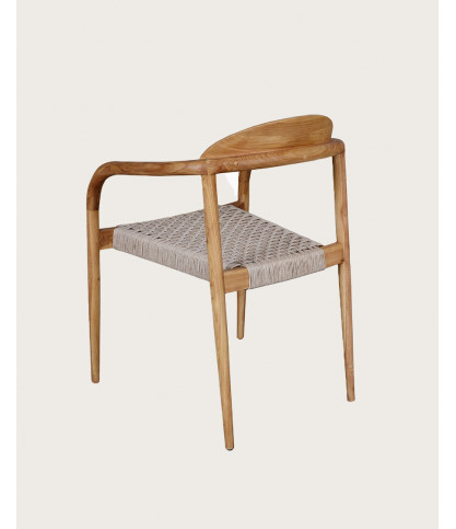 Kima - Chaise en teck massif et corde beige