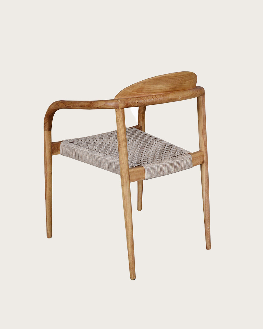 Kima - Chaise en teck massif et corde beige