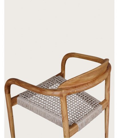 Kima - Chaise en teck massif et corde beige