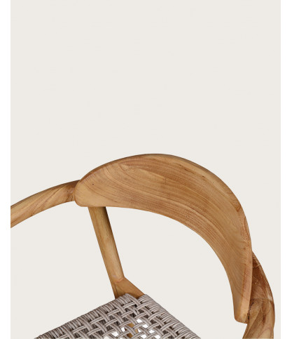 Kima - Chaise en teck massif et corde beige