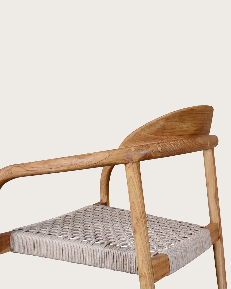Kima - Chaise en teck massif et corde beige