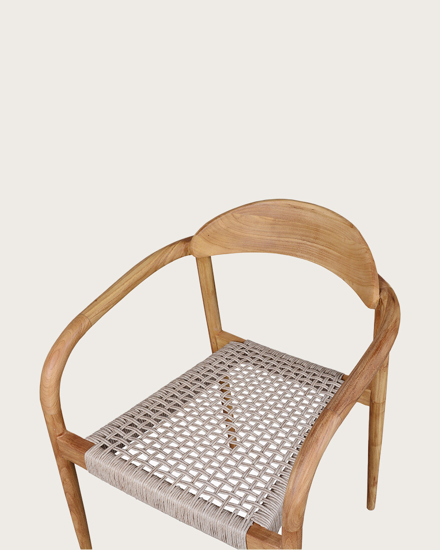 Kima - Chaise en teck massif et corde beige