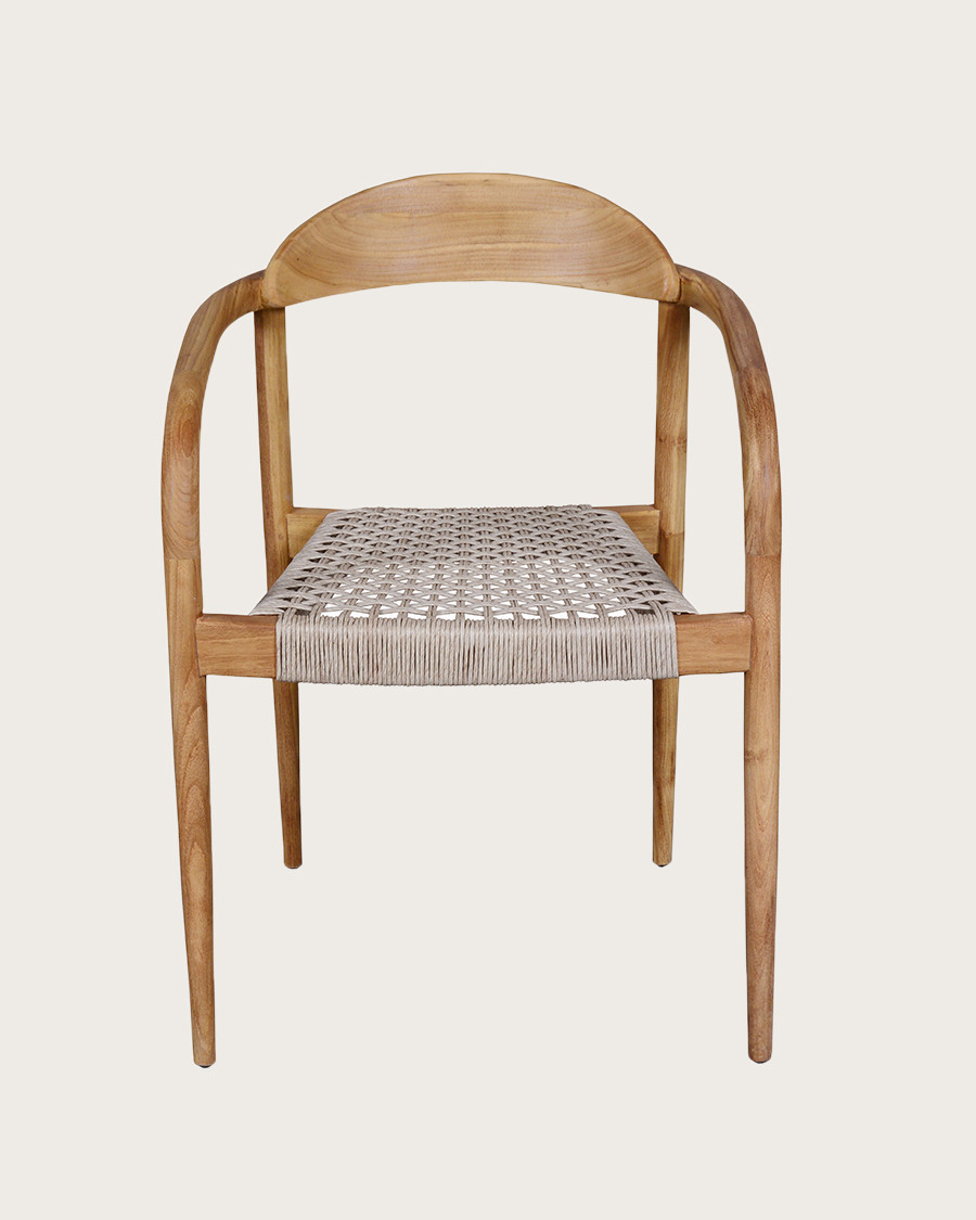 Kima - Chaise en teck massif et corde beige