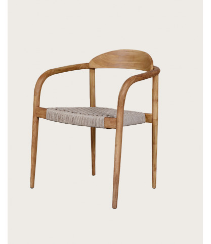 Kima - Chaise en teck massif et corde beige