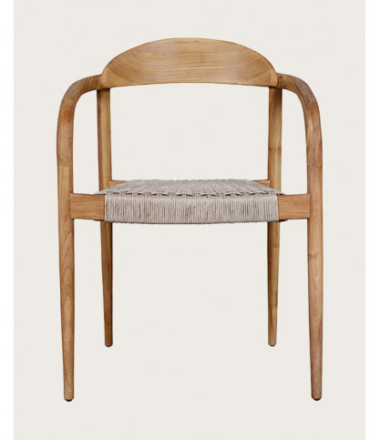 Kima - Chaise en teck massif et corde beige