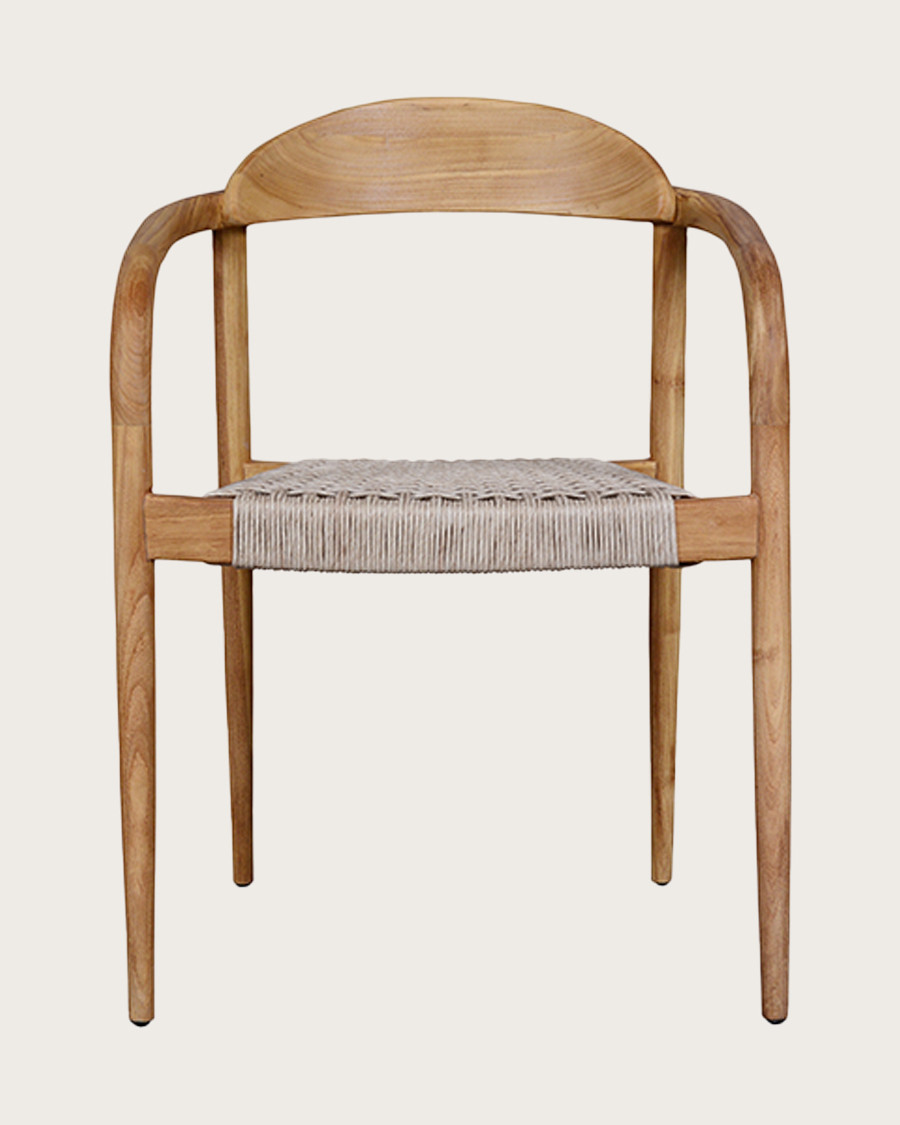 Kima - Chaise en teck massif et corde beige