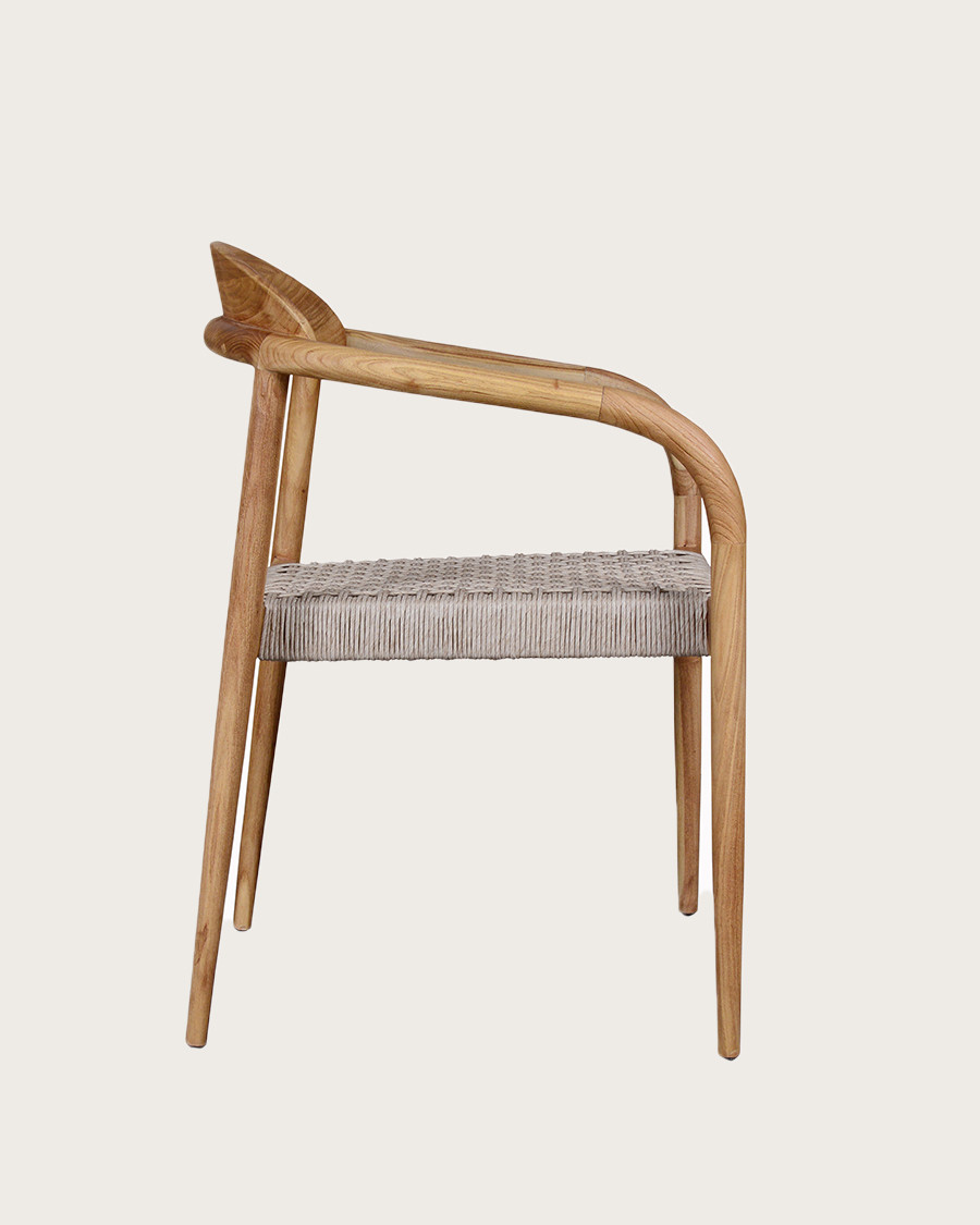 Kima - Chaise en teck massif et corde beige