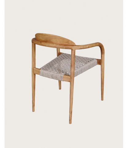 Kima - Chaise en teck massif et corde beige