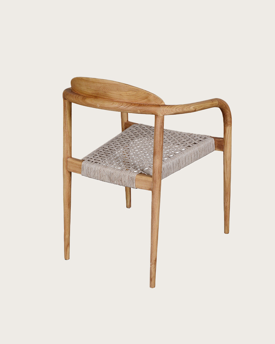 Kima - Chaise en teck massif et corde beige