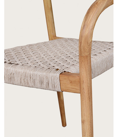 Kima - Chaise en teck massif et corde beige