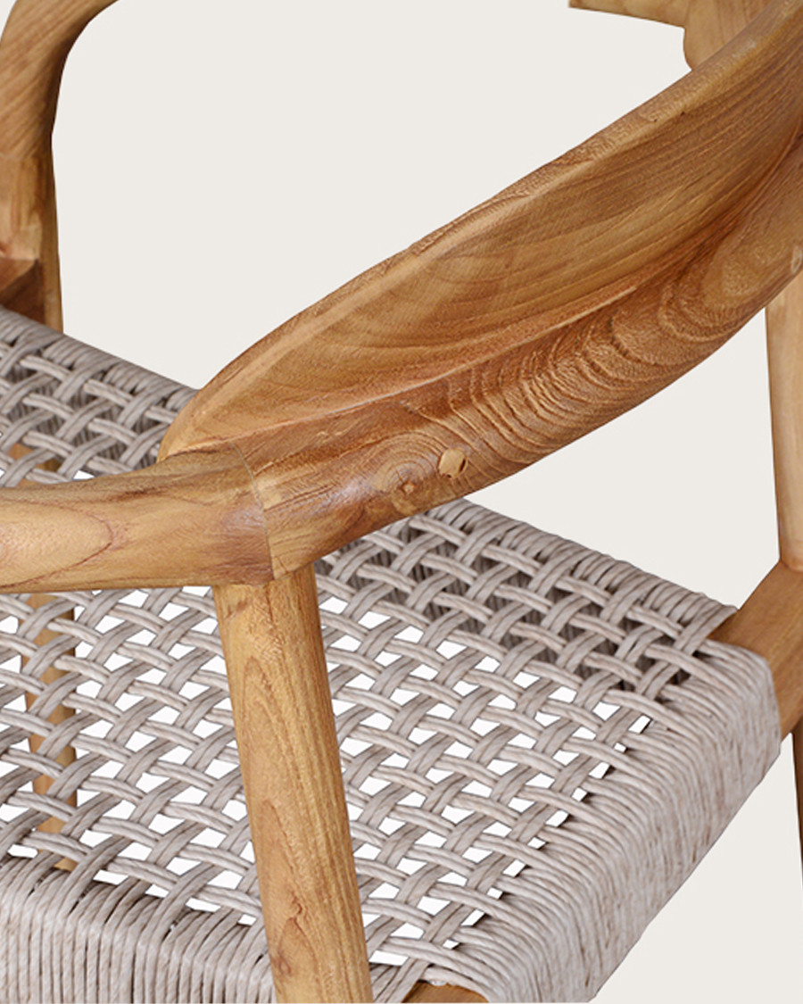 Kima - Chaise en teck massif et corde beige
